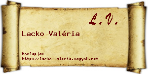 Lacko Valéria névjegykártya