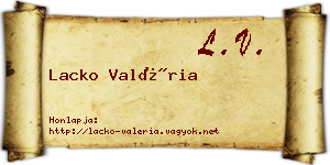 Lacko Valéria névjegykártya